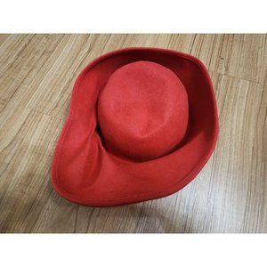 Vintage Ruth Kropveld Hat Red and Black Wool Made in West Germany
